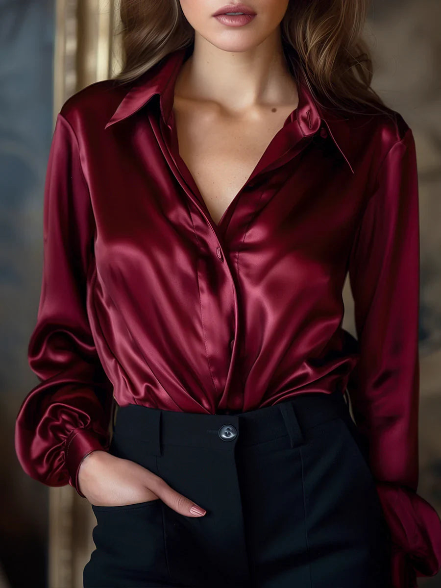 Celestia Bloom Butter Silk Blouse