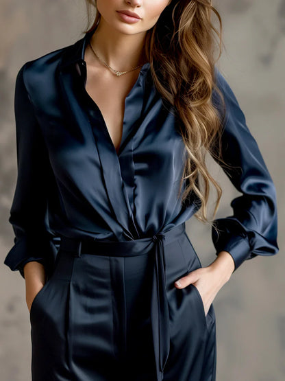 Celestia Bloom Butter Silk Blouse